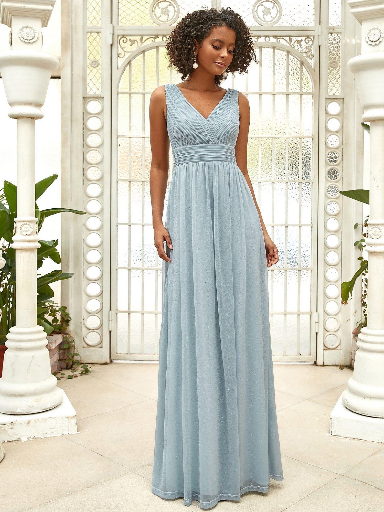 ever STERLING|Maxi Double V Neck Floor Length Sparkly Wedding Guest Dress - Image 42