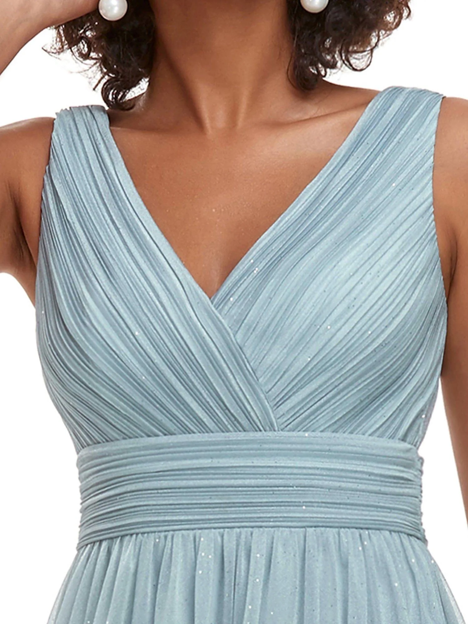 ever STERLING|Maxi Double V Neck Floor Length Sparkly Wedding Guest Dress - Image 43