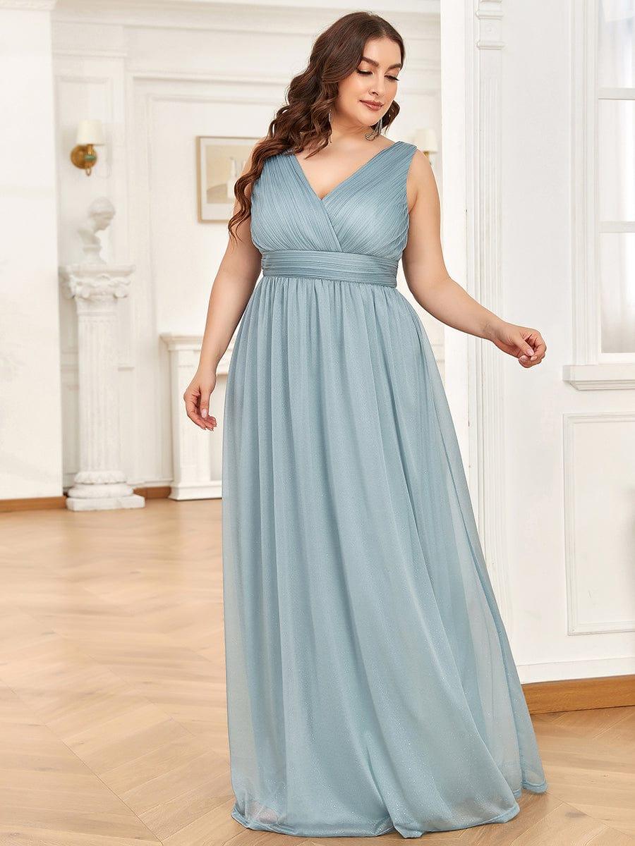 ever STERLING|Maxi Double V Neck Floor Length Sparkly Wedding Guest Dress - Image 46