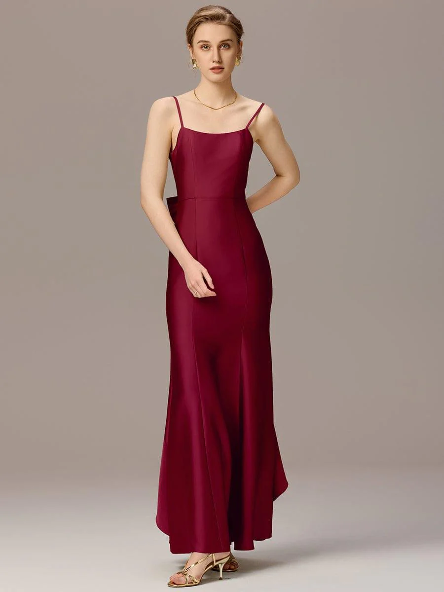 ever BELISSE|Designer Mermaid Bow Ruffled Satin Maxi Bridesmaid Dress - Image 14