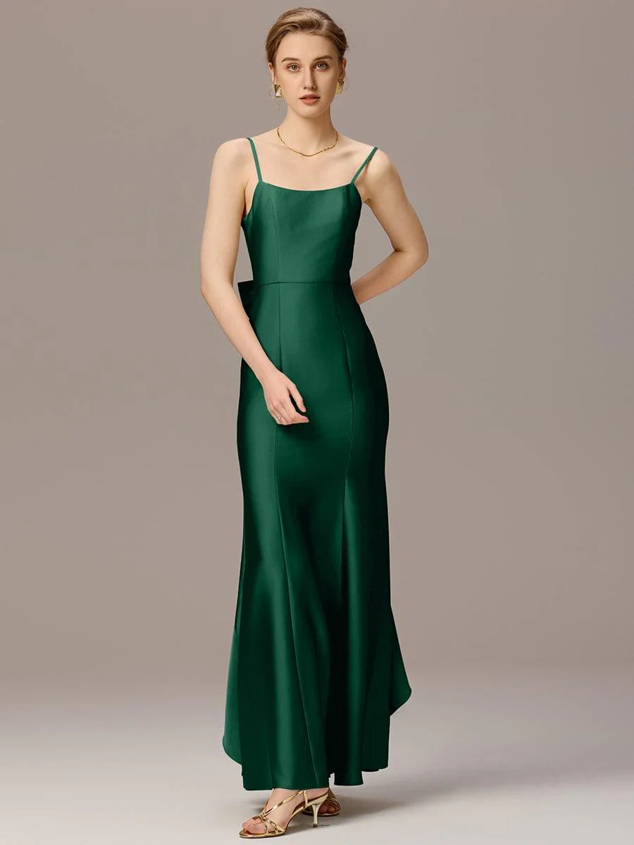 ever BELISSE|Designer Mermaid Bow Ruffled Satin Maxi Bridesmaid Dress - Image 8