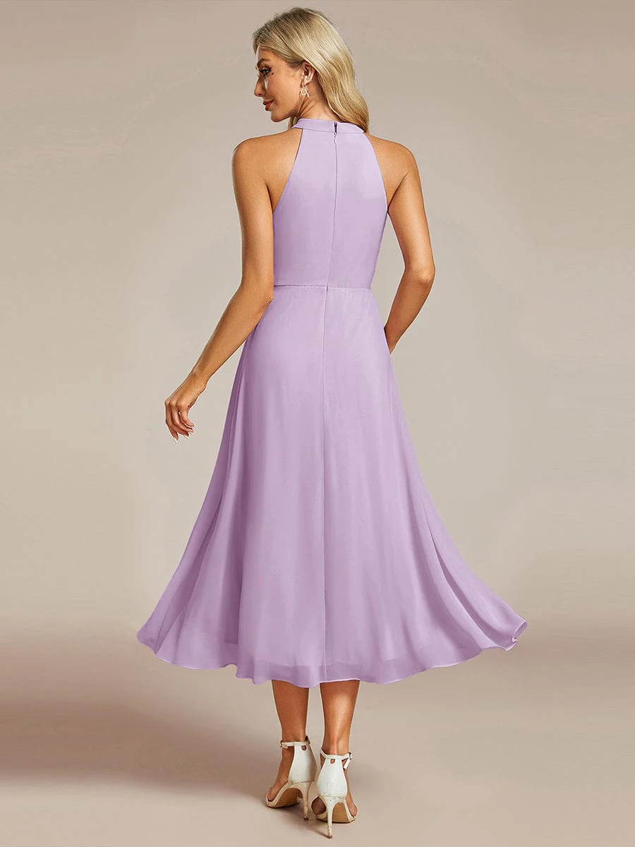 ever POSIE|Midi A Line Sleeveless Halter Neck Dress in Chiffon In Pink - Image 10