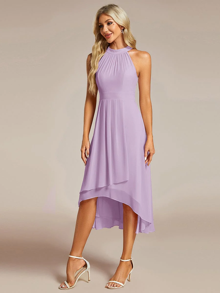 ever POSIE|Midi A Line Sleeveless Halter Neck Dress in Chiffon In Pink - Image 11