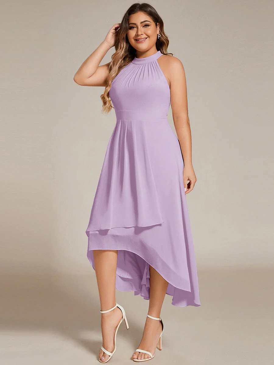 ever POSIE|Midi A Line Sleeveless Halter Neck Dress in Chiffon In Pink - Image 16