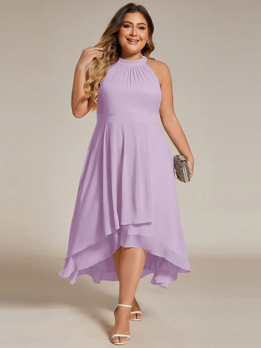 ever POSIE|Midi A Line Sleeveless Halter Neck Dress in Chiffon In Pink - Image 17