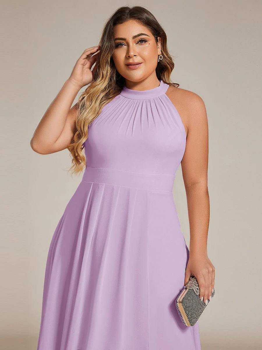 ever POSIE|Midi A Line Sleeveless Halter Neck Dress in Chiffon In Pink - Image 18