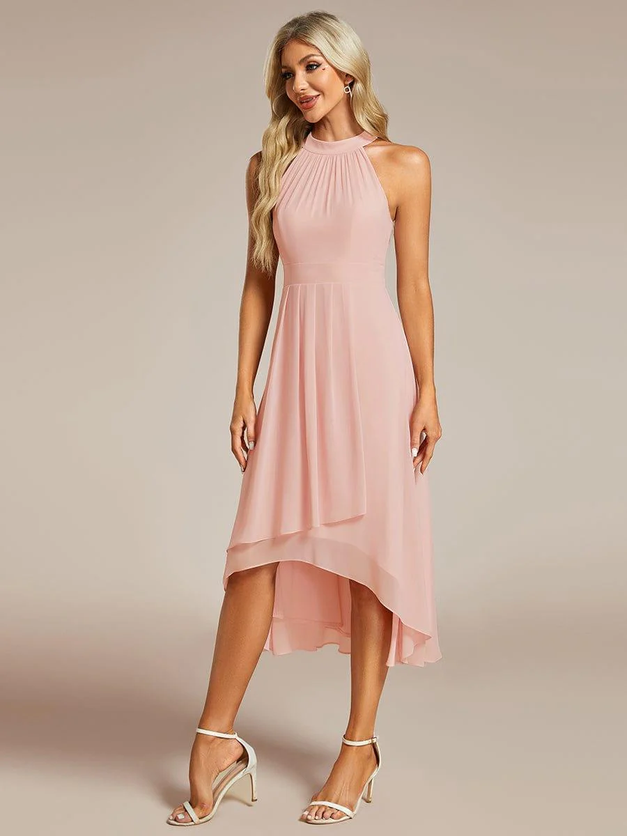 ever POSIE|Midi A Line Sleeveless Halter Neck Dress in Chiffon In Pink - Image 5