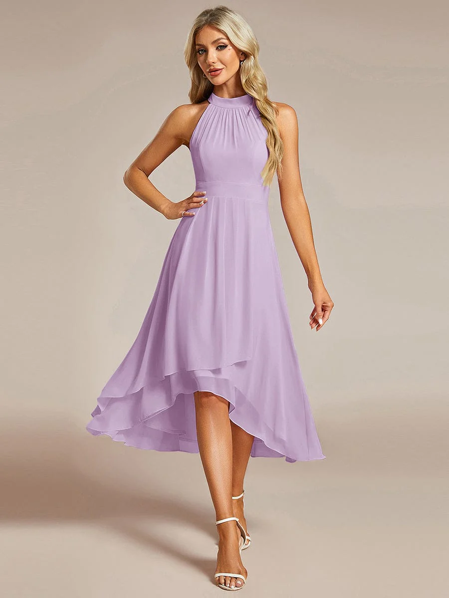ever POSIE|Midi A Line Sleeveless Halter Neck Dress in Chiffon In Pink - Image 9