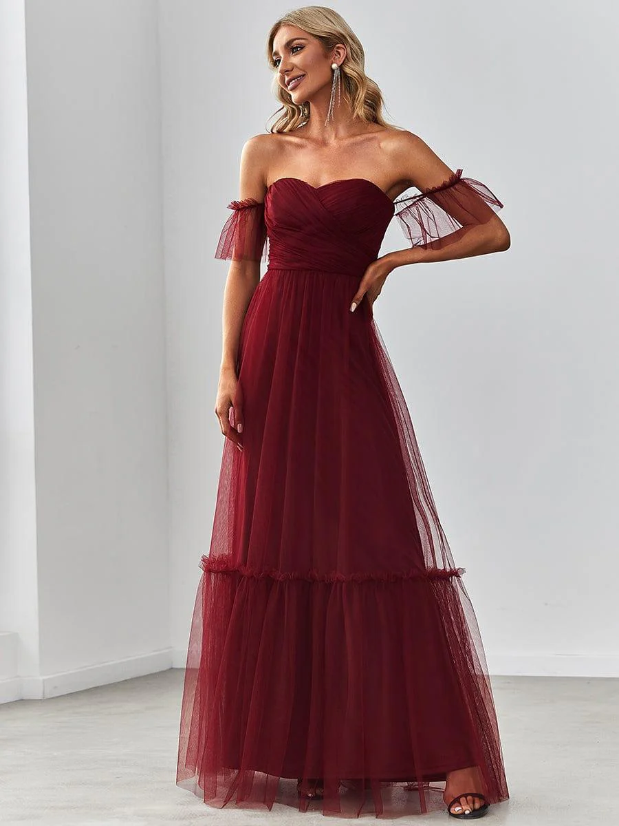 ever LUCIE|Off the Shoulder Sweetheart Pleated Tulle Evening Dress - Image 10