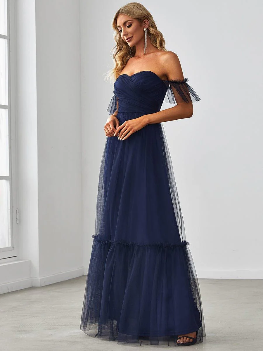 ever LUCIE|Off the Shoulder Sweetheart Pleated Tulle Evening Dress - Image 14