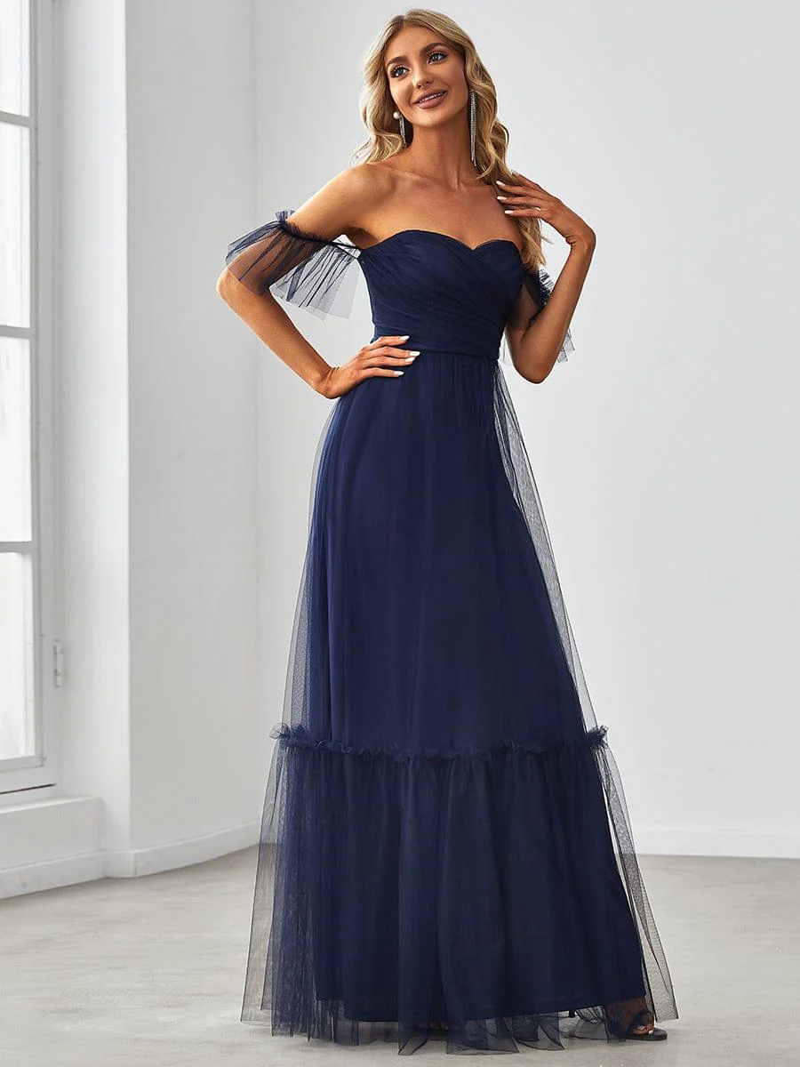 ever LUCIE|Off the Shoulder Sweetheart Pleated Tulle Evening Dress - Image 15