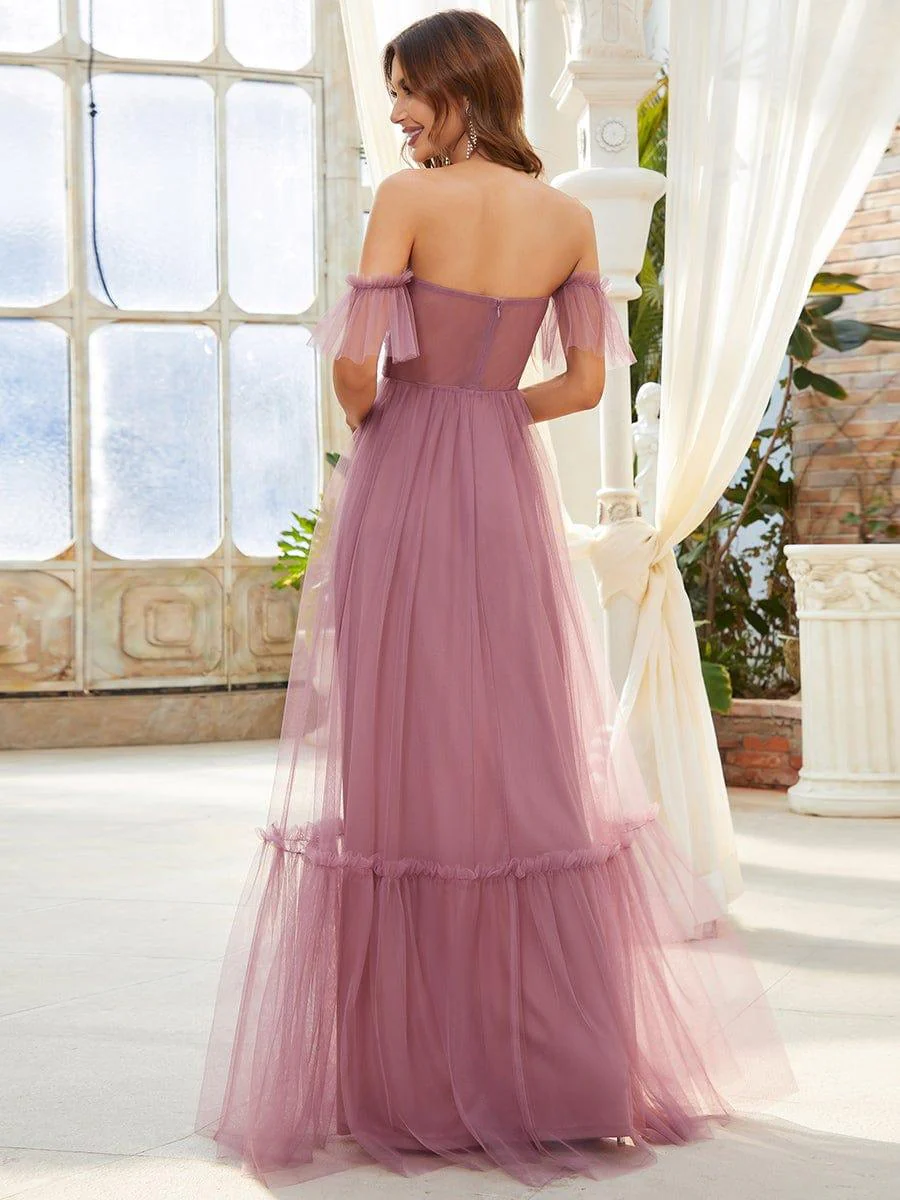 ever LUCIE|Off the Shoulder Sweetheart Pleated Tulle Evening Dress - Image 17