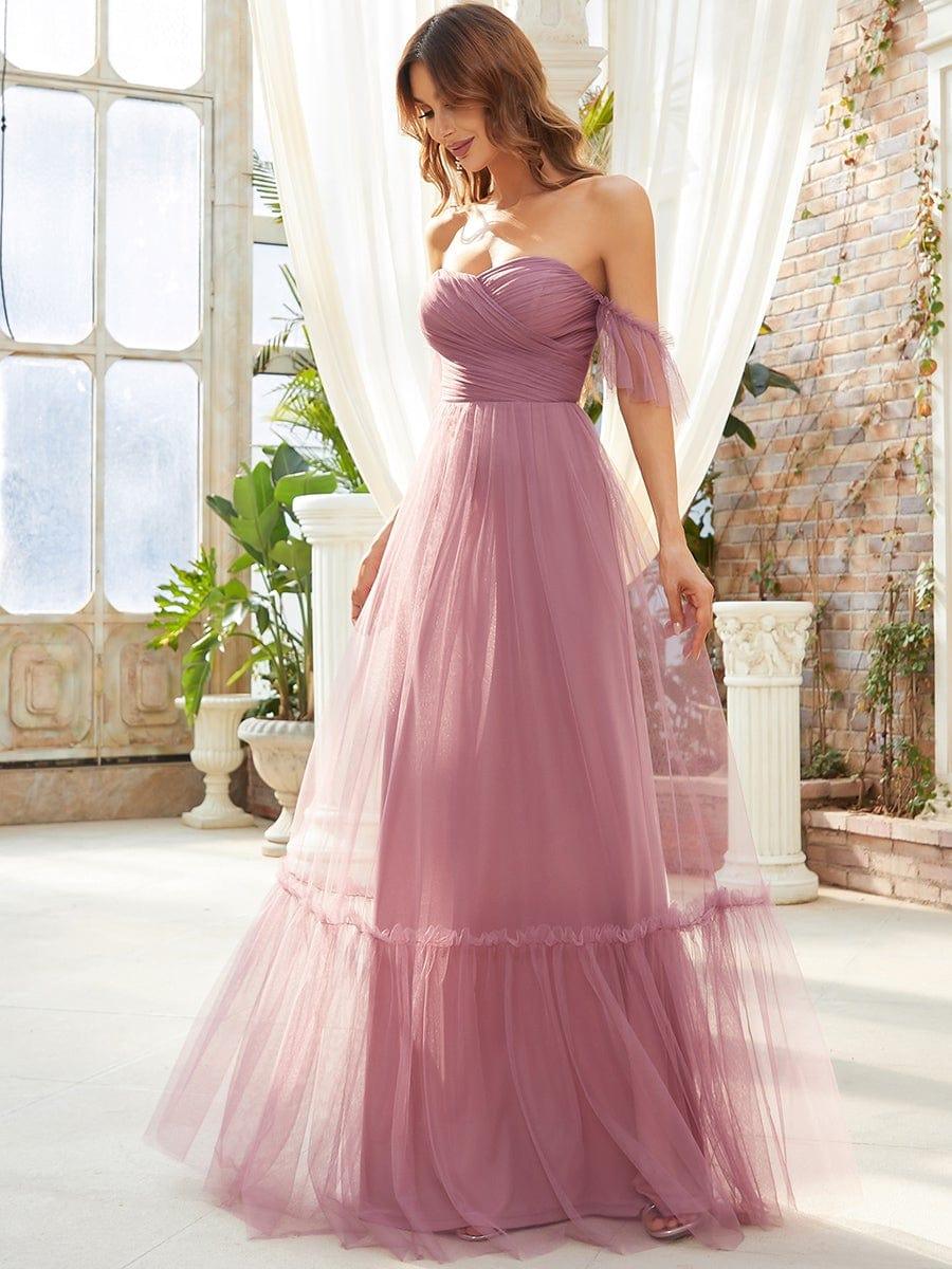 ever LUCIE|Off the Shoulder Sweetheart Pleated Tulle Evening Dress - Image 18