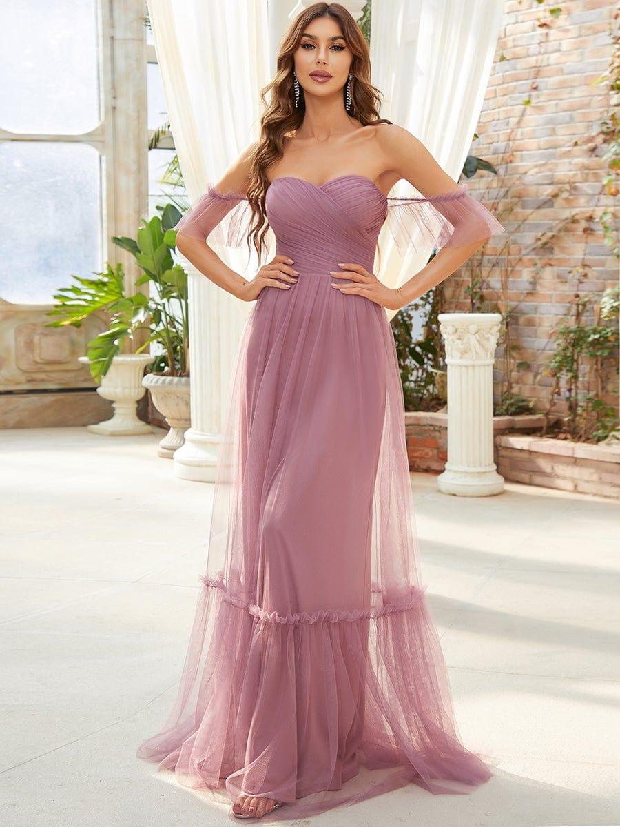 ever LUCIE|Off the Shoulder Sweetheart Pleated Tulle Evening Dress - Image 20