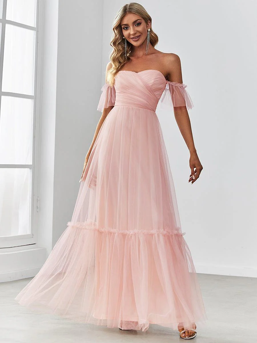 ever LUCIE|Off the Shoulder Sweetheart Pleated Tulle Evening Dress - Image 21