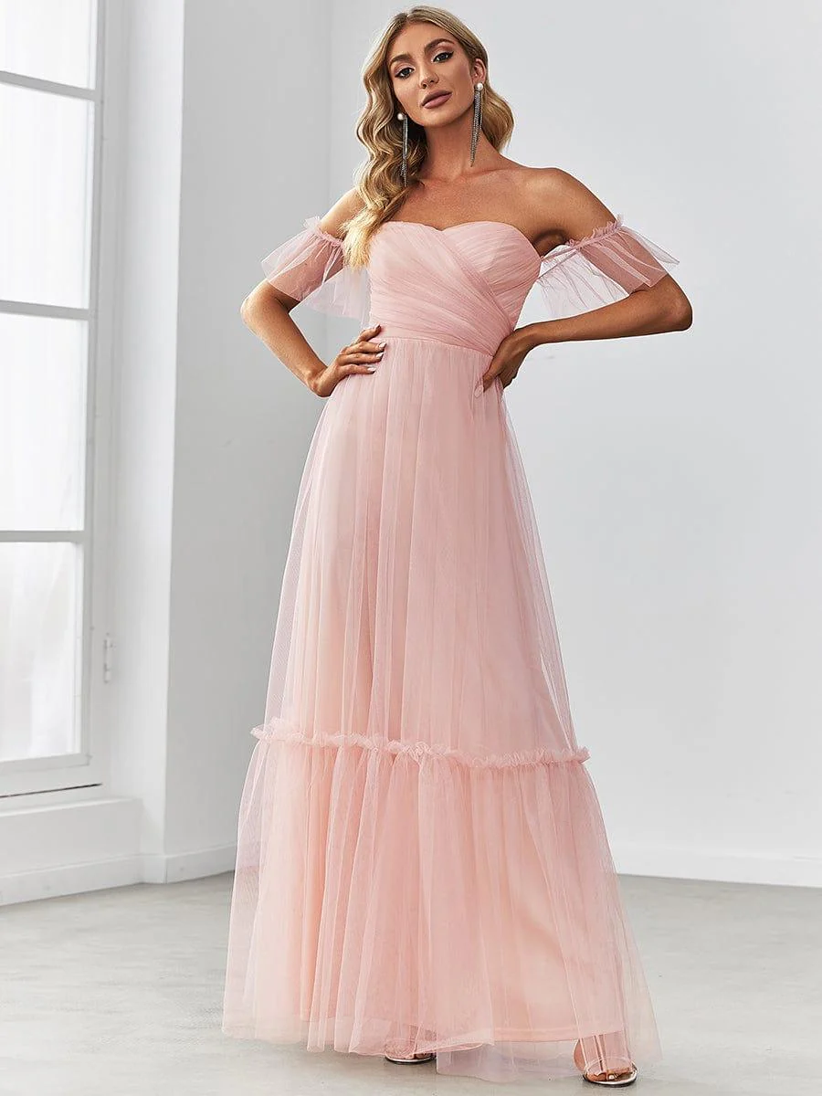 ever LUCIE|Off the Shoulder Sweetheart Pleated Tulle Evening Dress - Image 24