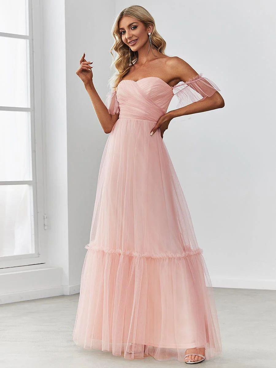 ever LUCIE|Off the Shoulder Sweetheart Pleated Tulle Evening Dress - Image 25