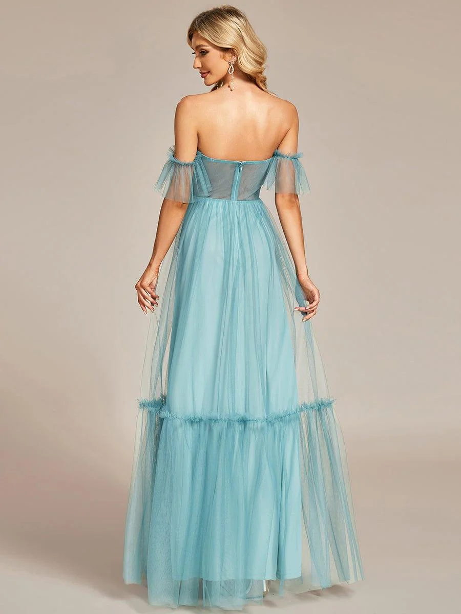 ever LUCIE|Off the Shoulder Sweetheart Pleated Tulle Evening Dress - Image 28
