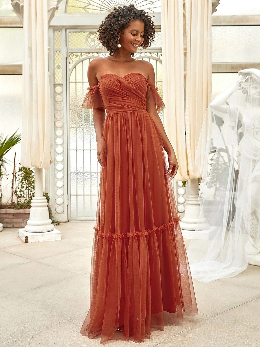 ever LUCIE|Off the Shoulder Sweetheart Pleated Tulle Evening Dress - Image 3
