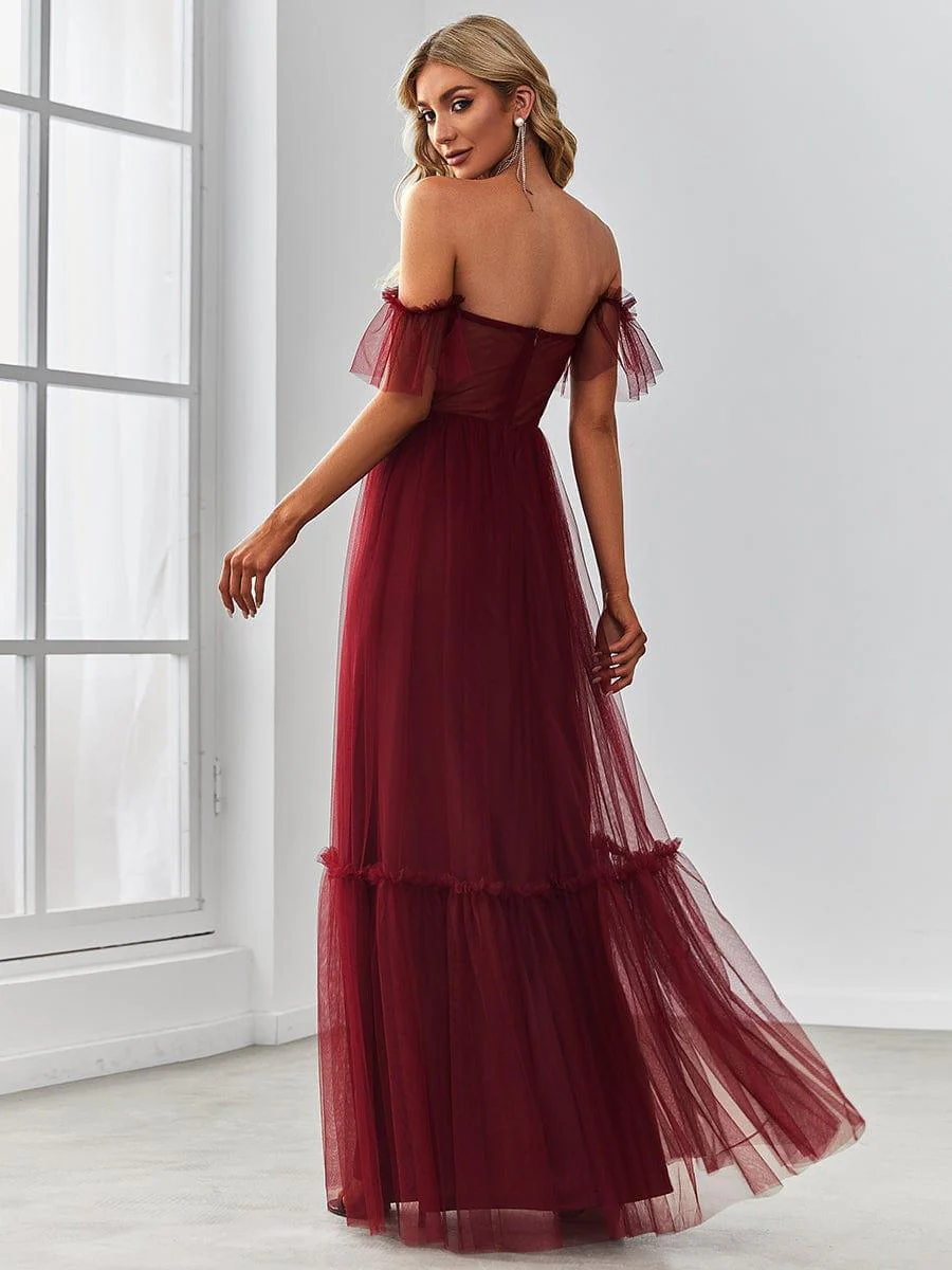 ever LUCIE|Off the Shoulder Sweetheart Pleated Tulle Evening Dress - Image 7