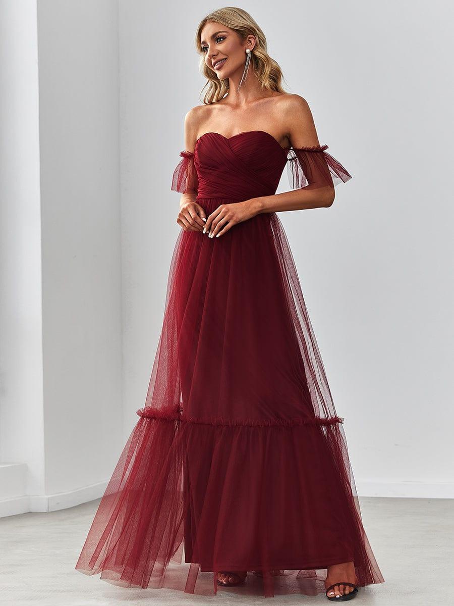 ever LUCIE|Off the Shoulder Sweetheart Pleated Tulle Evening Dress - Image 9