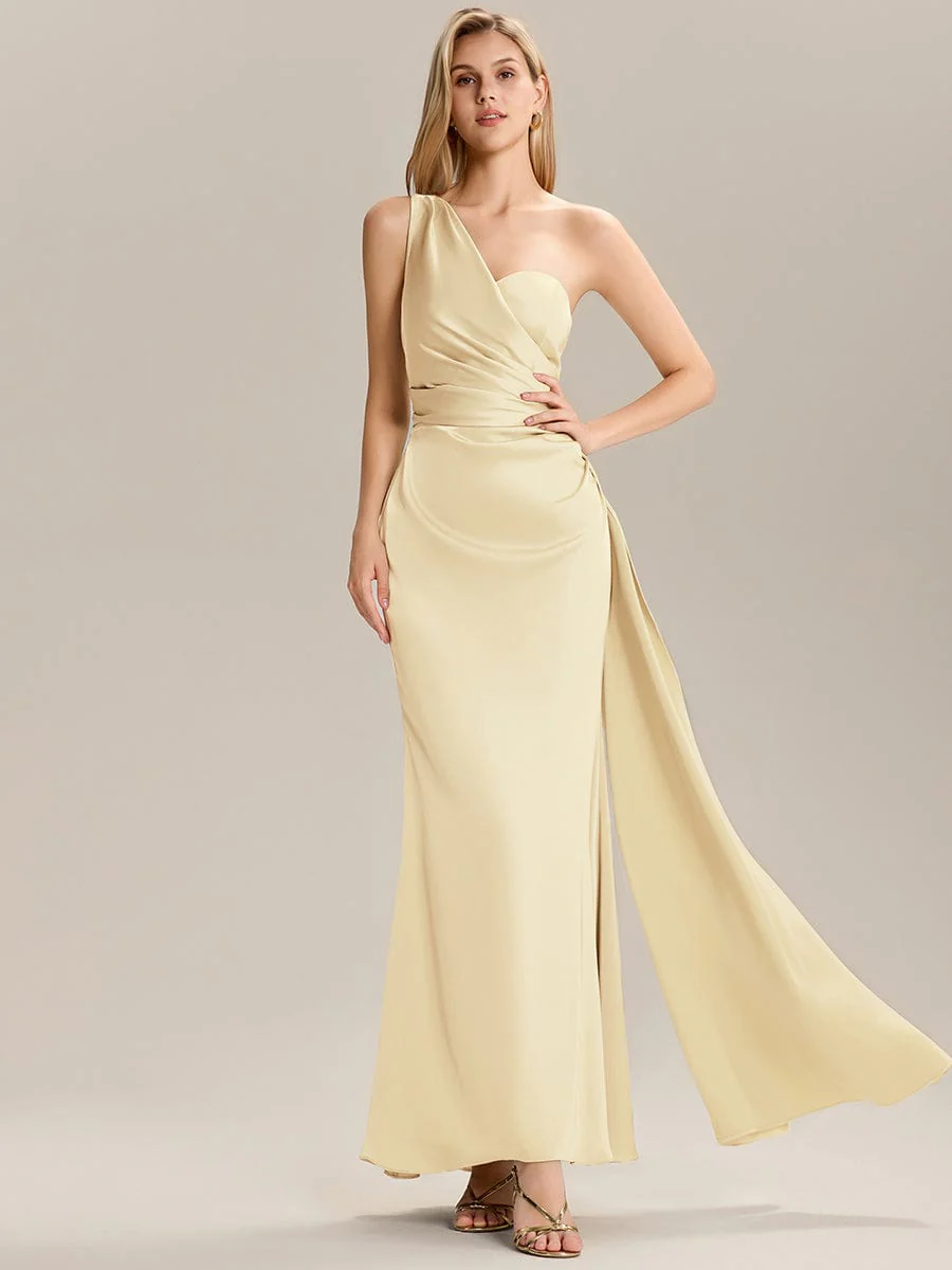 ever ARLENNA|One Shoulder Satin Bridesmaid Dress - Image 14