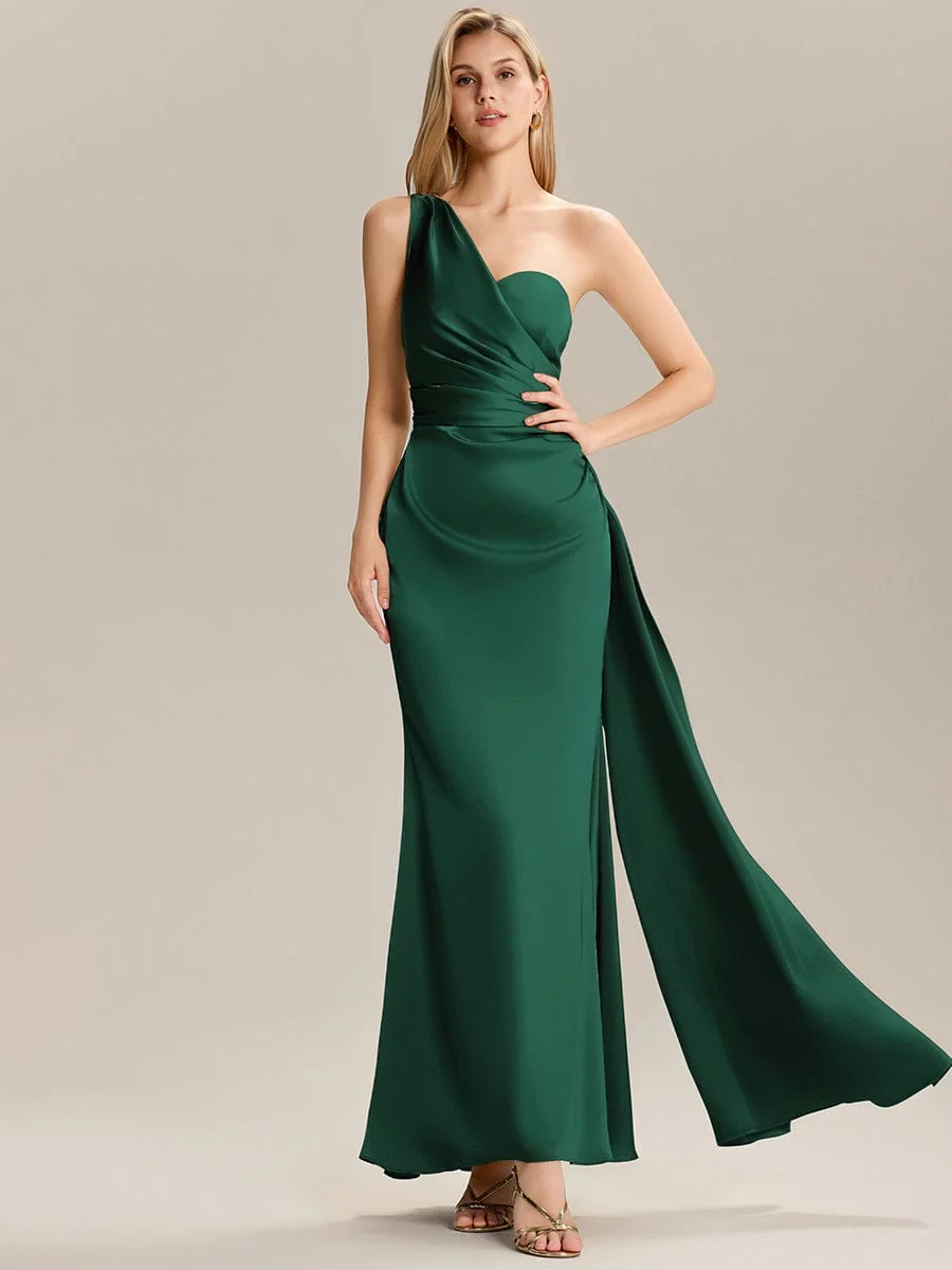 ever ARLENNA|One Shoulder Satin Bridesmaid Dress - Image 8