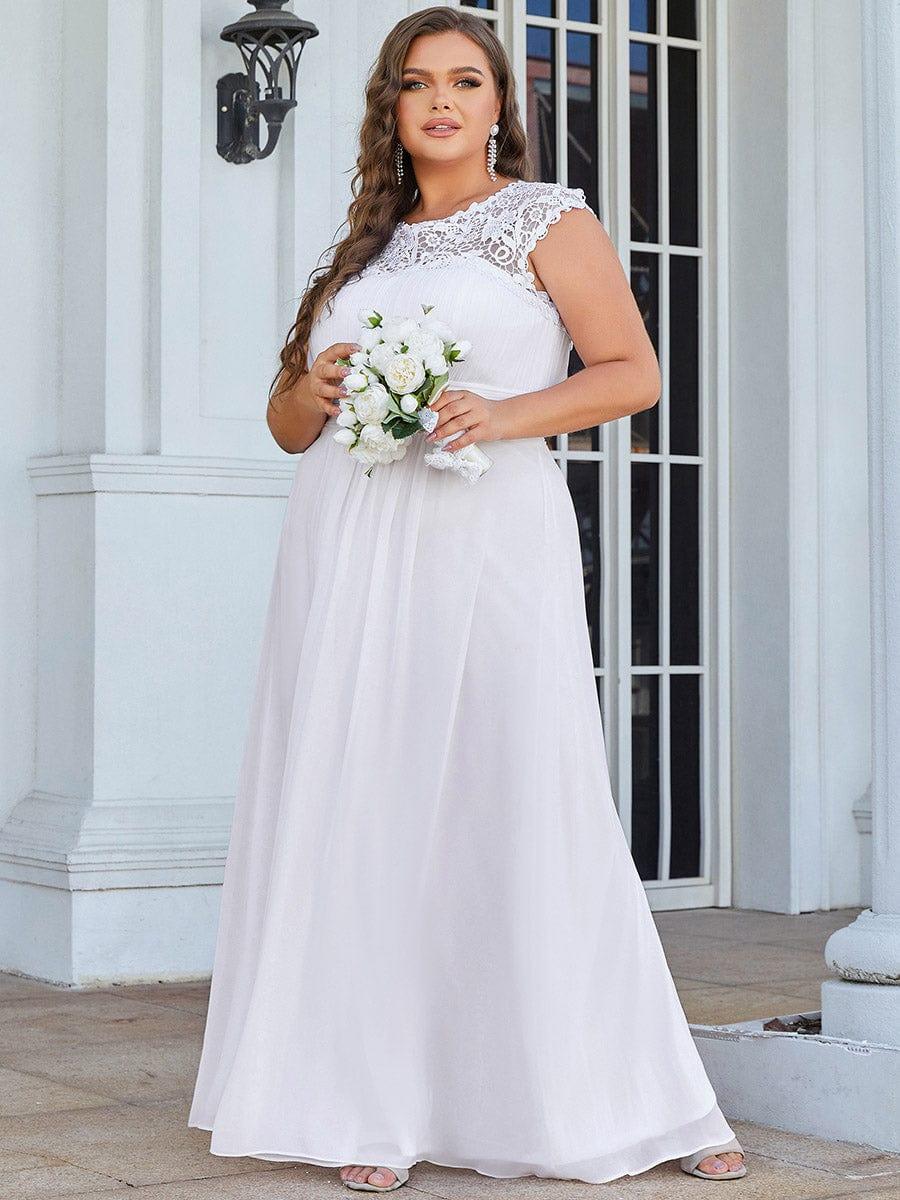 Plain Pleated Chiffon Wedding Dress with Lace Decorations(Final Sale) - Image 8