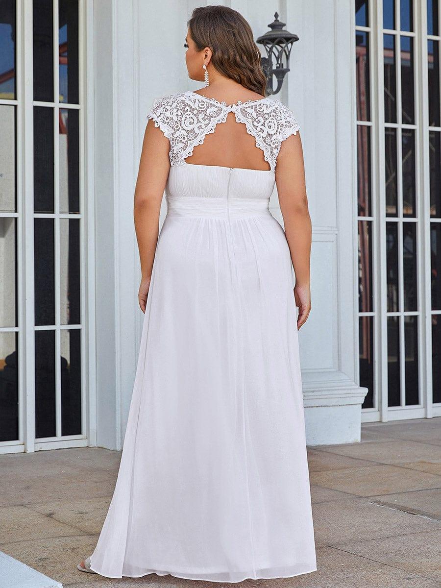 Plain Pleated Chiffon Wedding Dress with Lace Decorations(Final Sale) - Image 9
