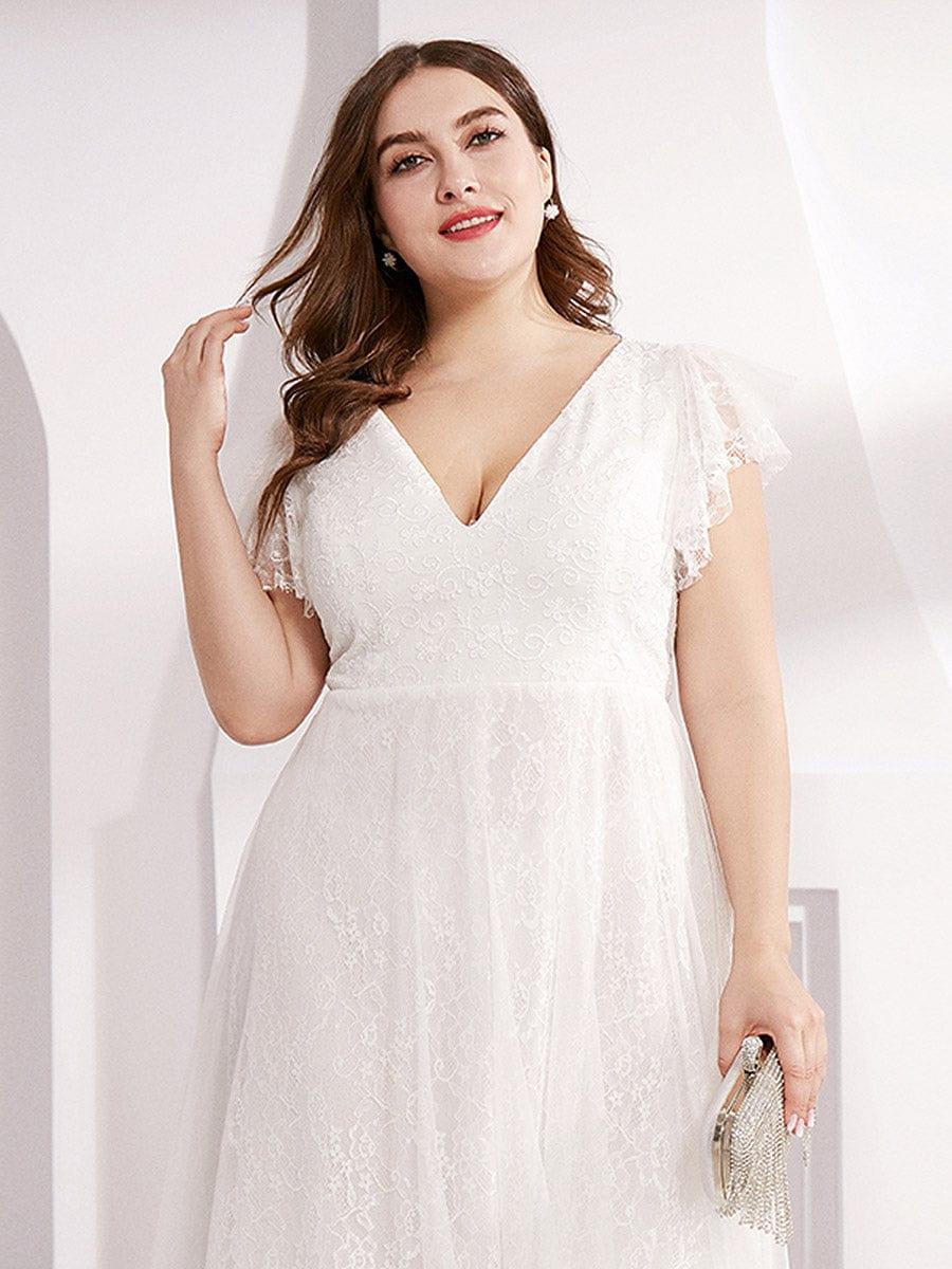 Maxi Long Plus Size Lace Evening Dresses with Ruffle Sleeves - Image 18
