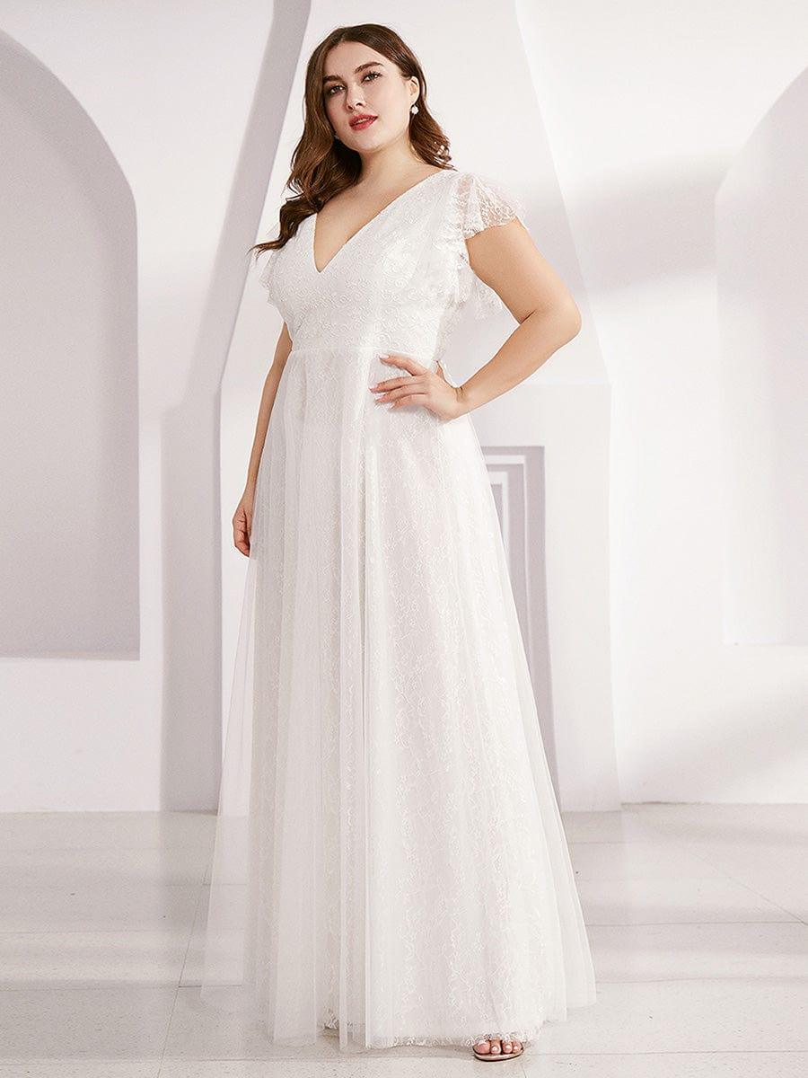 Maxi Long Plus Size Lace Evening Dresses with Ruffle Sleeves - Image 19