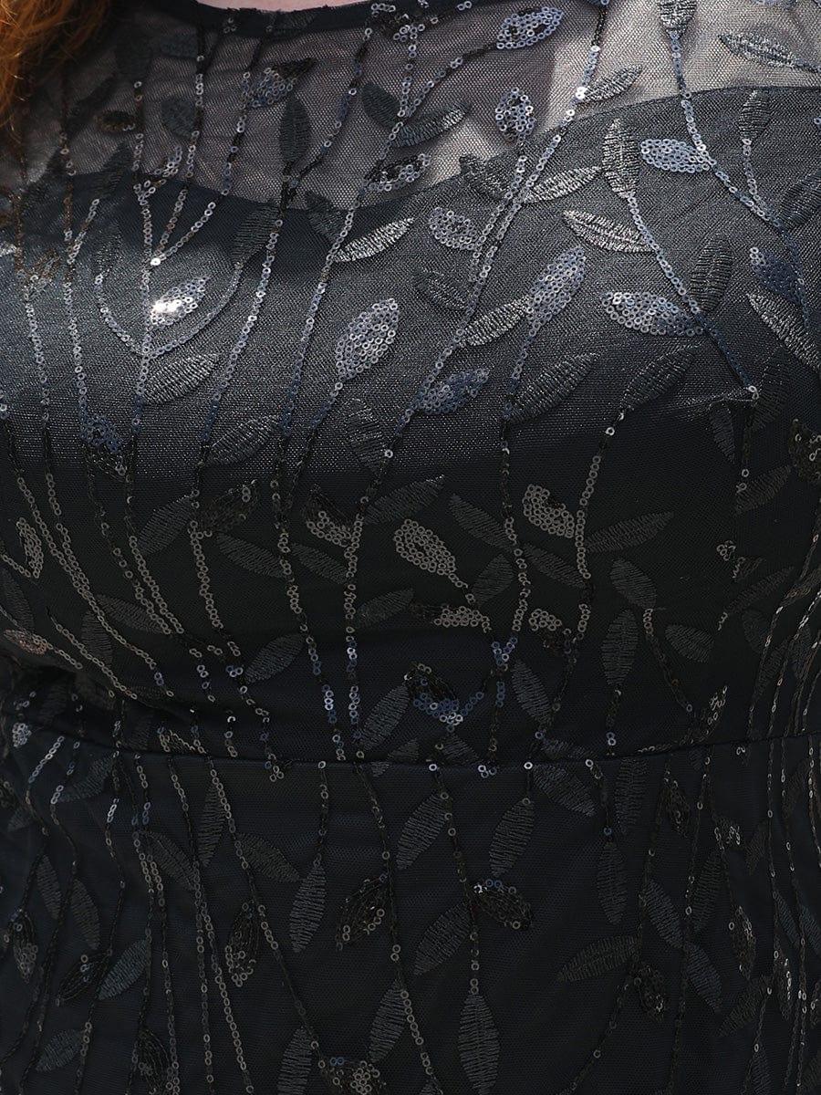 pretty JADEN|Plus Size Sequin Leaf Long Mermaid Tulle Prom Dress - Image 15