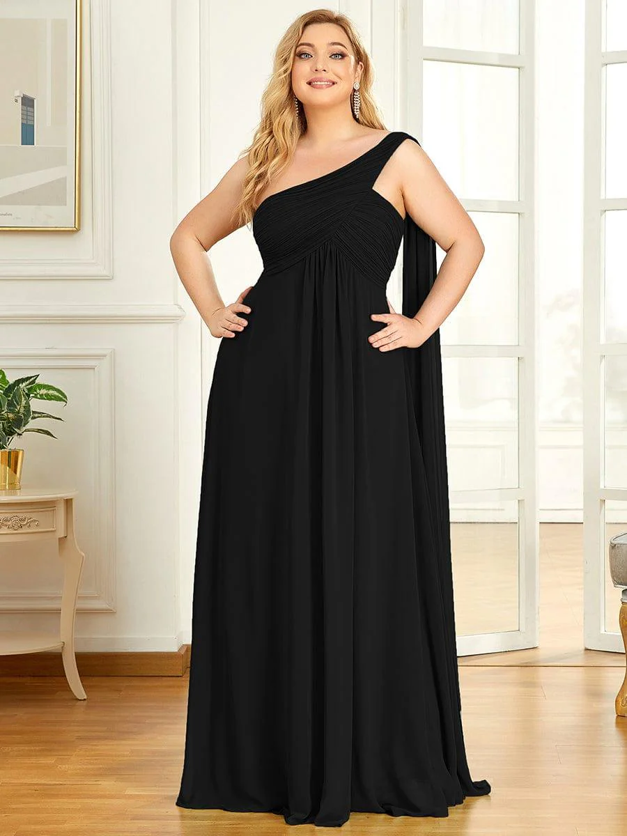 pretty ANAYA|Plus Size Chiffon One Shoulder Maxi Evening Dresses(Final Sale) - Image 25