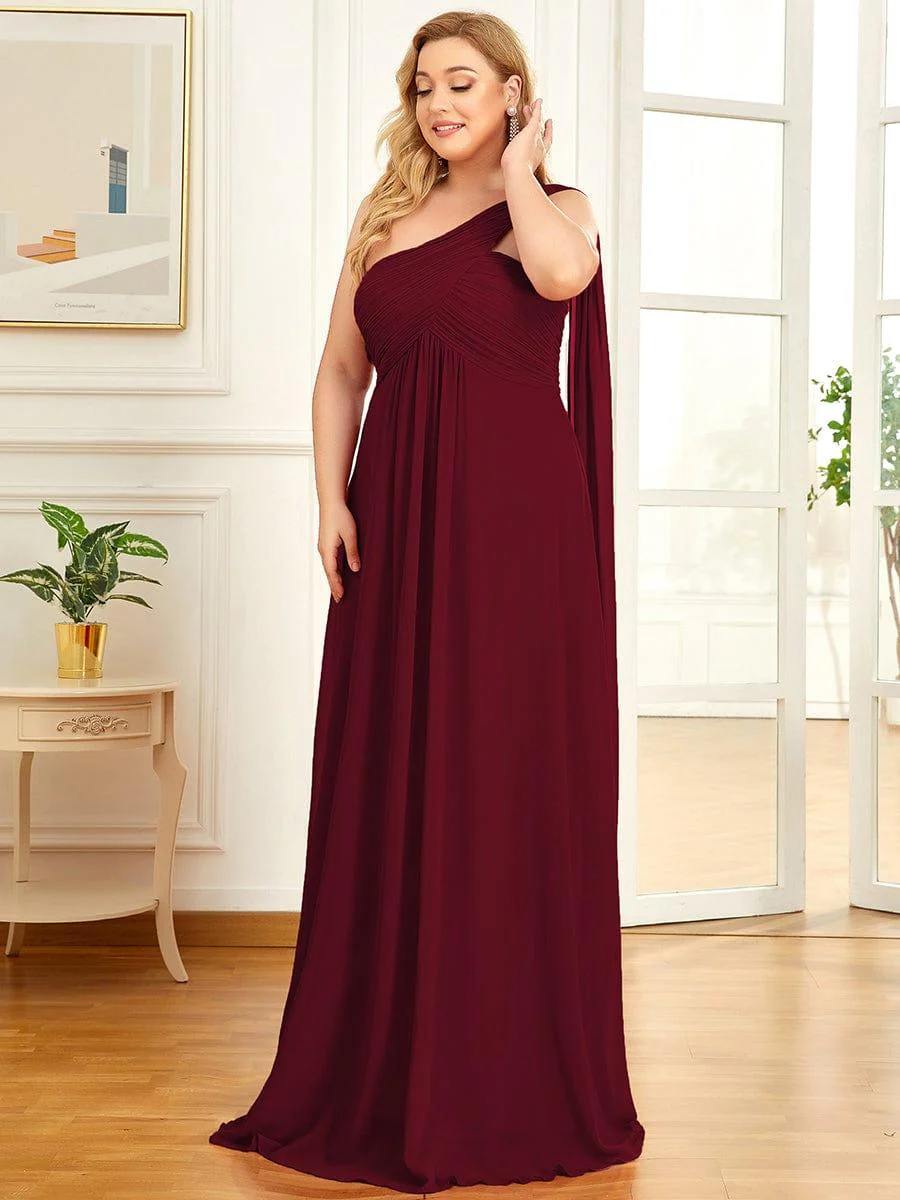 pretty ANAYA|Plus Size Chiffon One Shoulder Maxi Evening Dresses(Final Sale) - Image 3