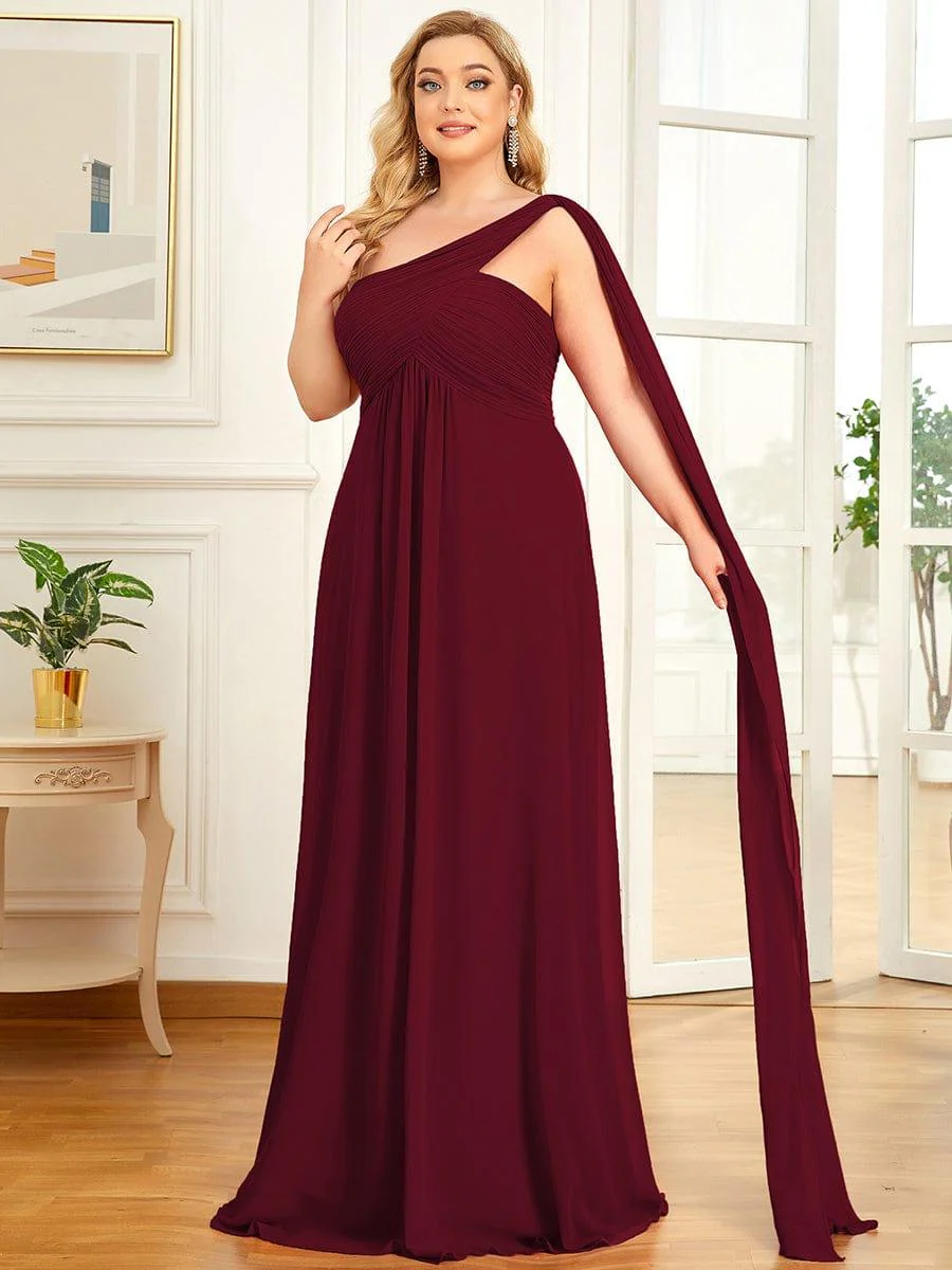 pretty ANAYA|Plus Size Chiffon One Shoulder Maxi Evening Dresses(Final Sale) - Image 4