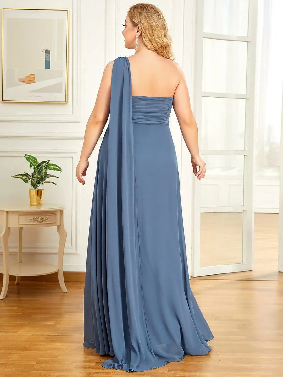 pretty ANAYA|Plus Size Chiffon One Shoulder Maxi Evening Dresses(Final Sale) - Image 6