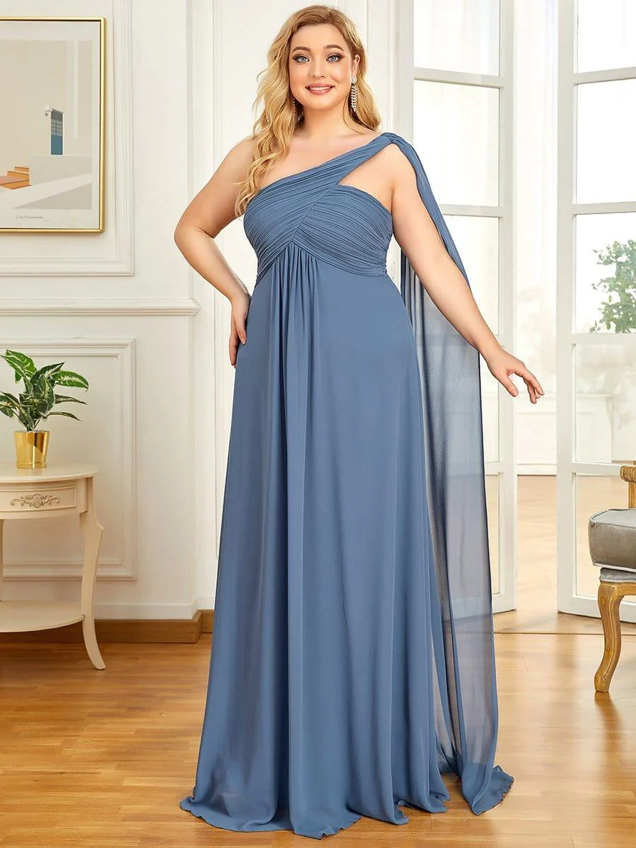 pretty ANAYA|Plus Size Chiffon One Shoulder Maxi Evening Dresses(Final Sale) - Image 8