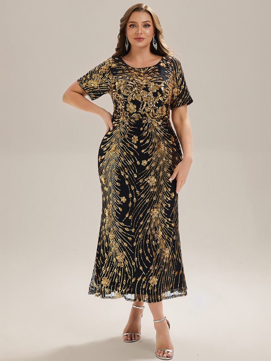 pretty HAYLEN|Plus Size Pleated Sequin Evening Dress - Image 11