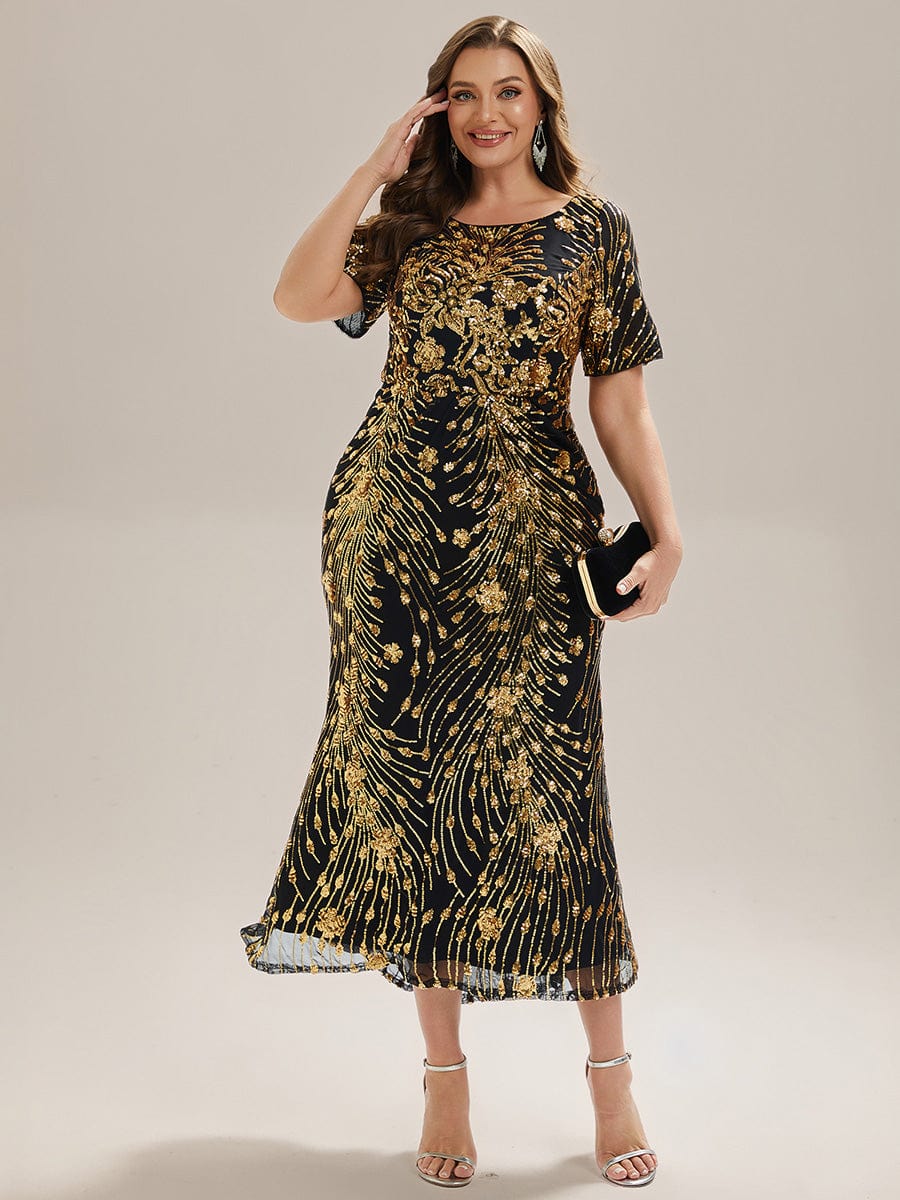 pretty HAYLEN|Plus Size Pleated Sequin Evening Dress - Image 14