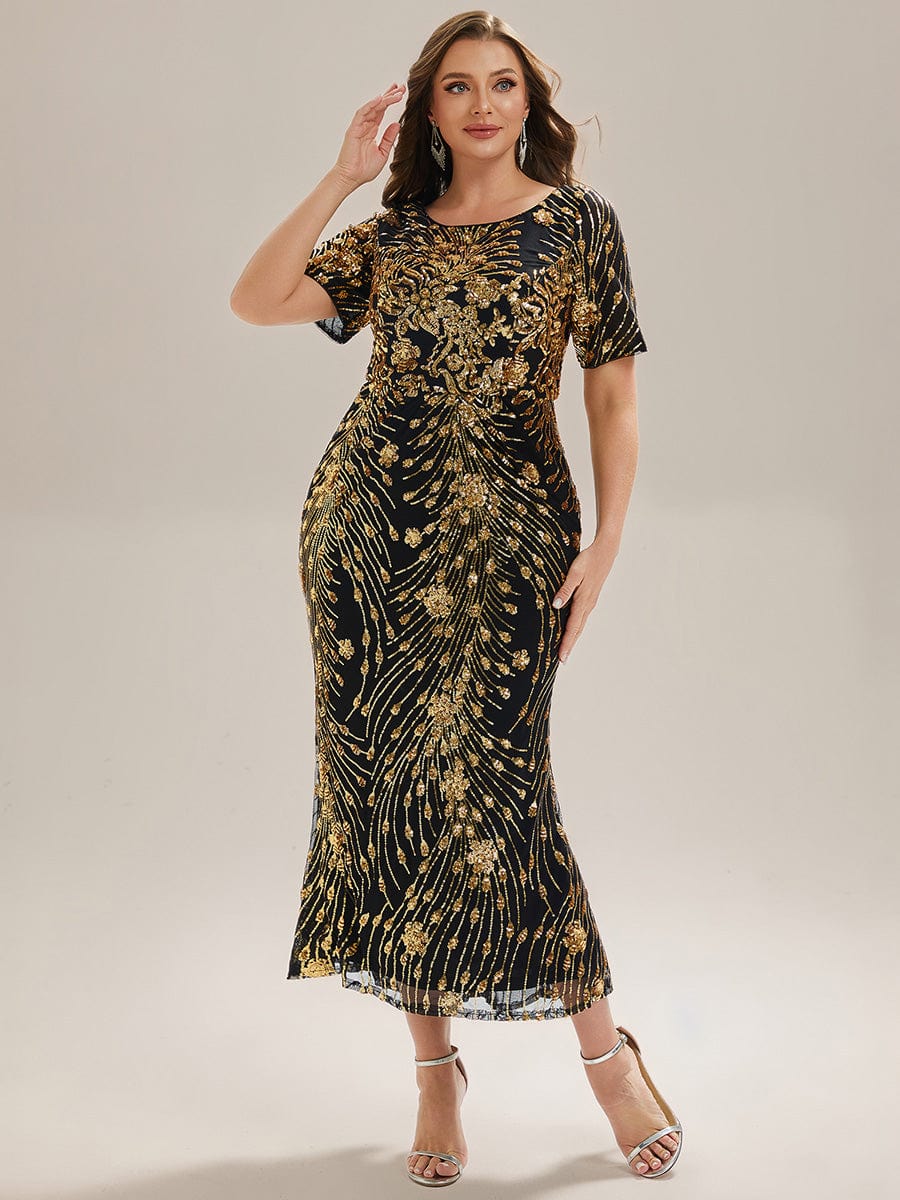 pretty HAYLEN|Plus Size Pleated Sequin Evening Dress - Image 16