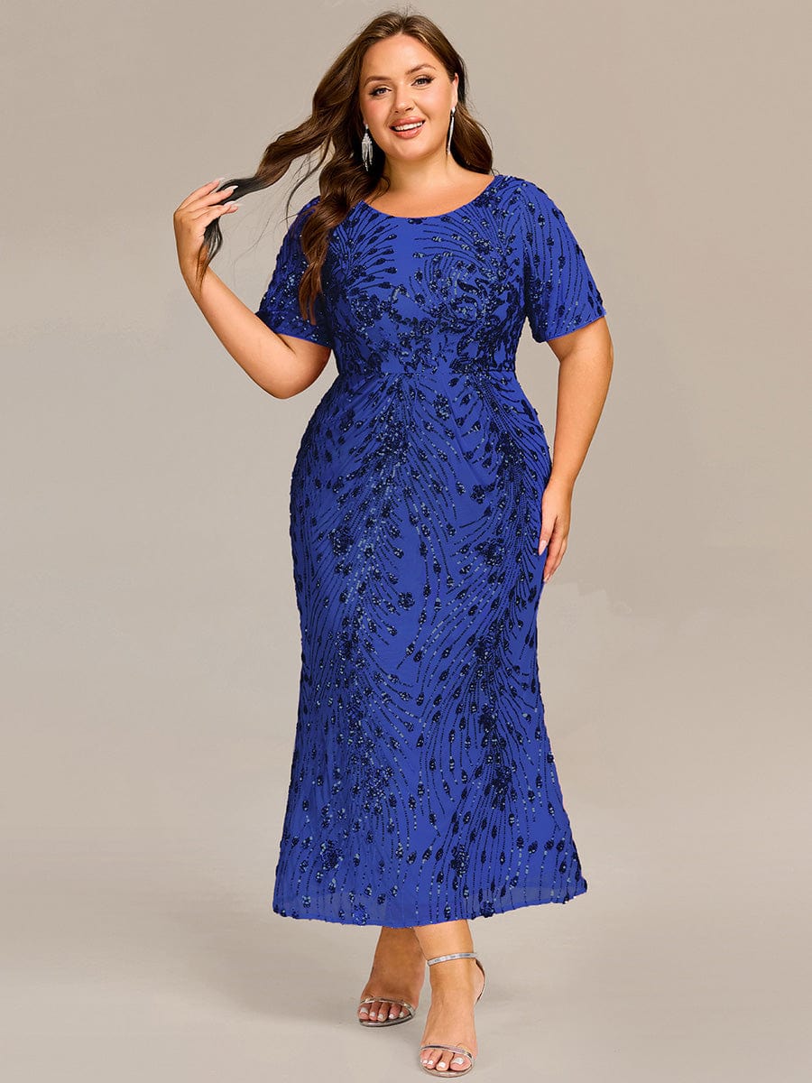 pretty HAYLEN|Plus Size Pleated Sequin Evening Dress - Image 21