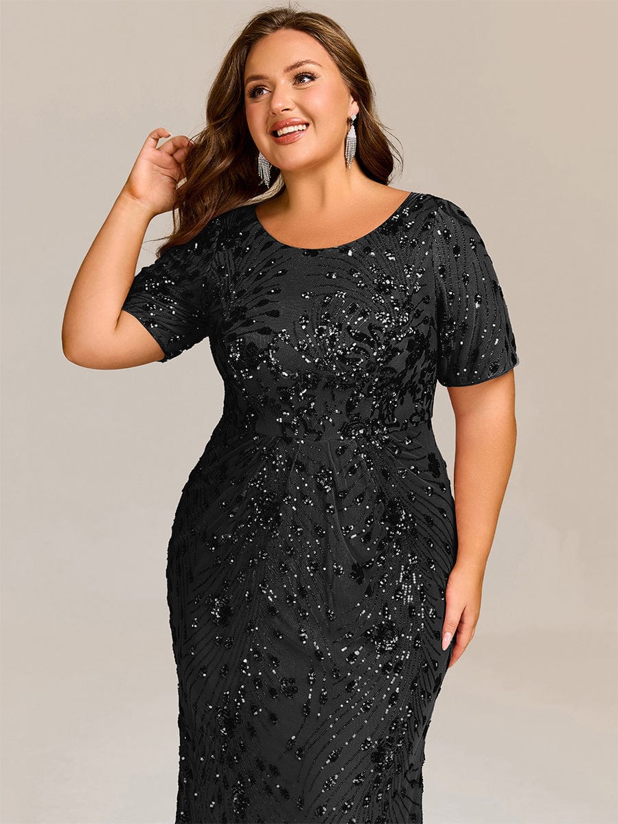 pretty HAYLEN|Plus Size Pleated Sequin Evening Dress - Image 3