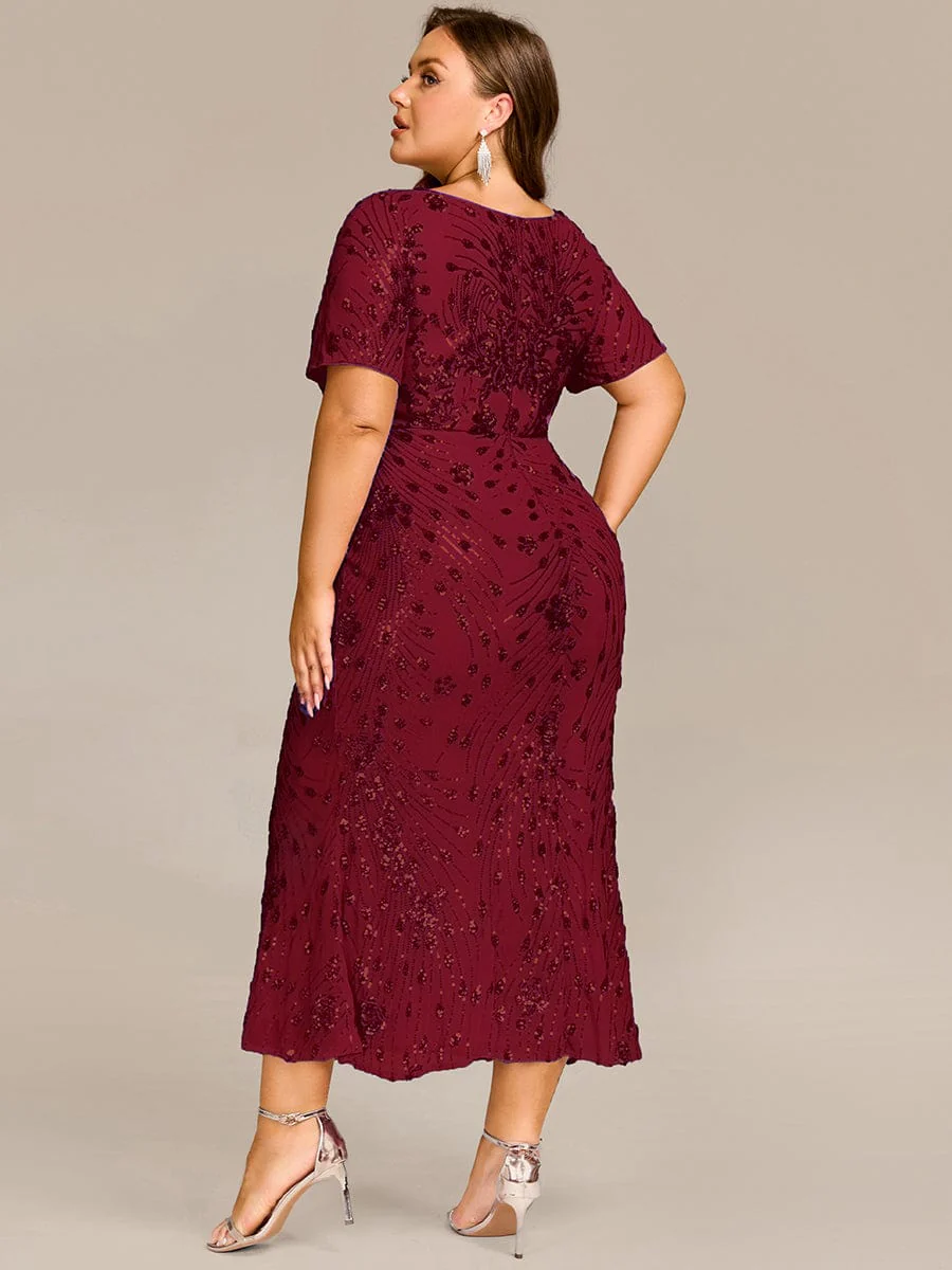 pretty HAYLEN|Plus Size Pleated Sequin Evening Dress - Image 31
