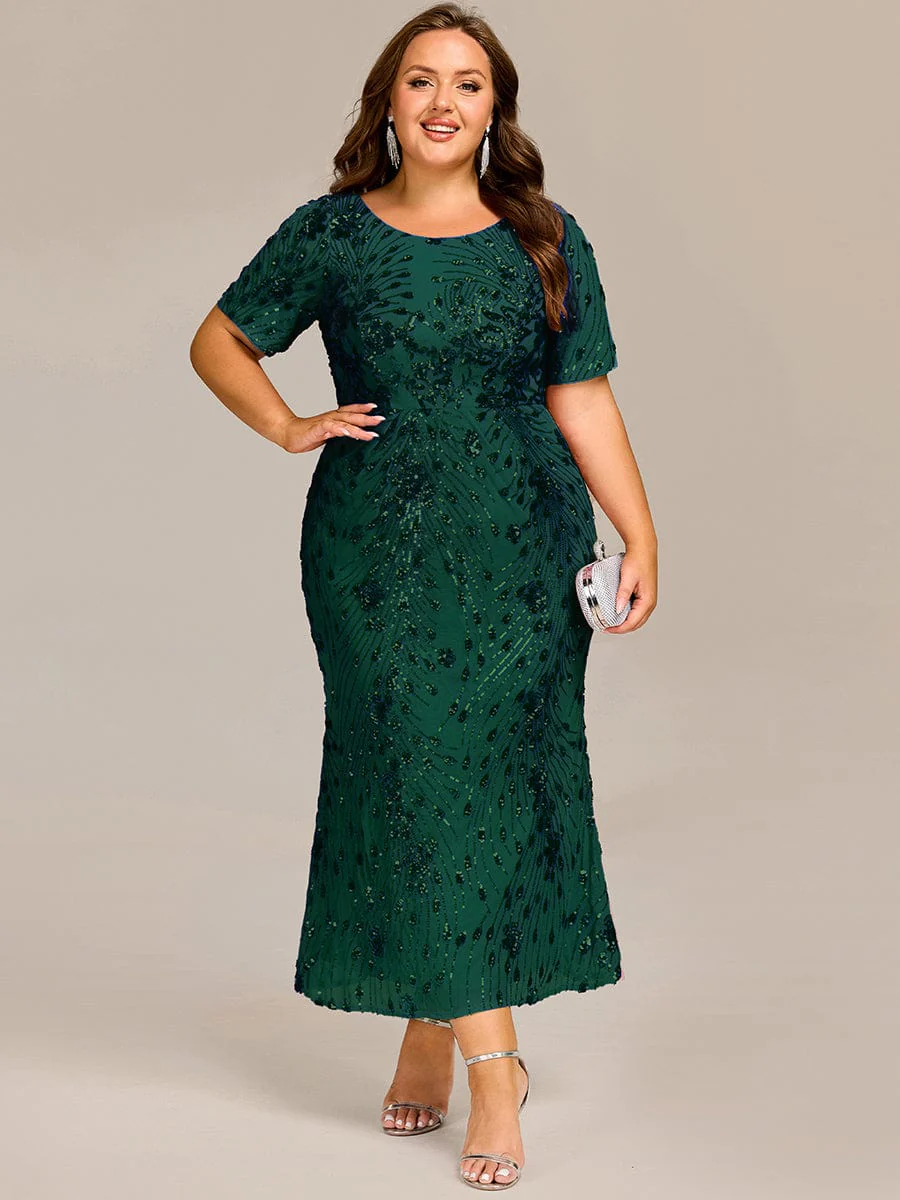 pretty HAYLEN|Plus Size Pleated Sequin Evening Dress - Image 33