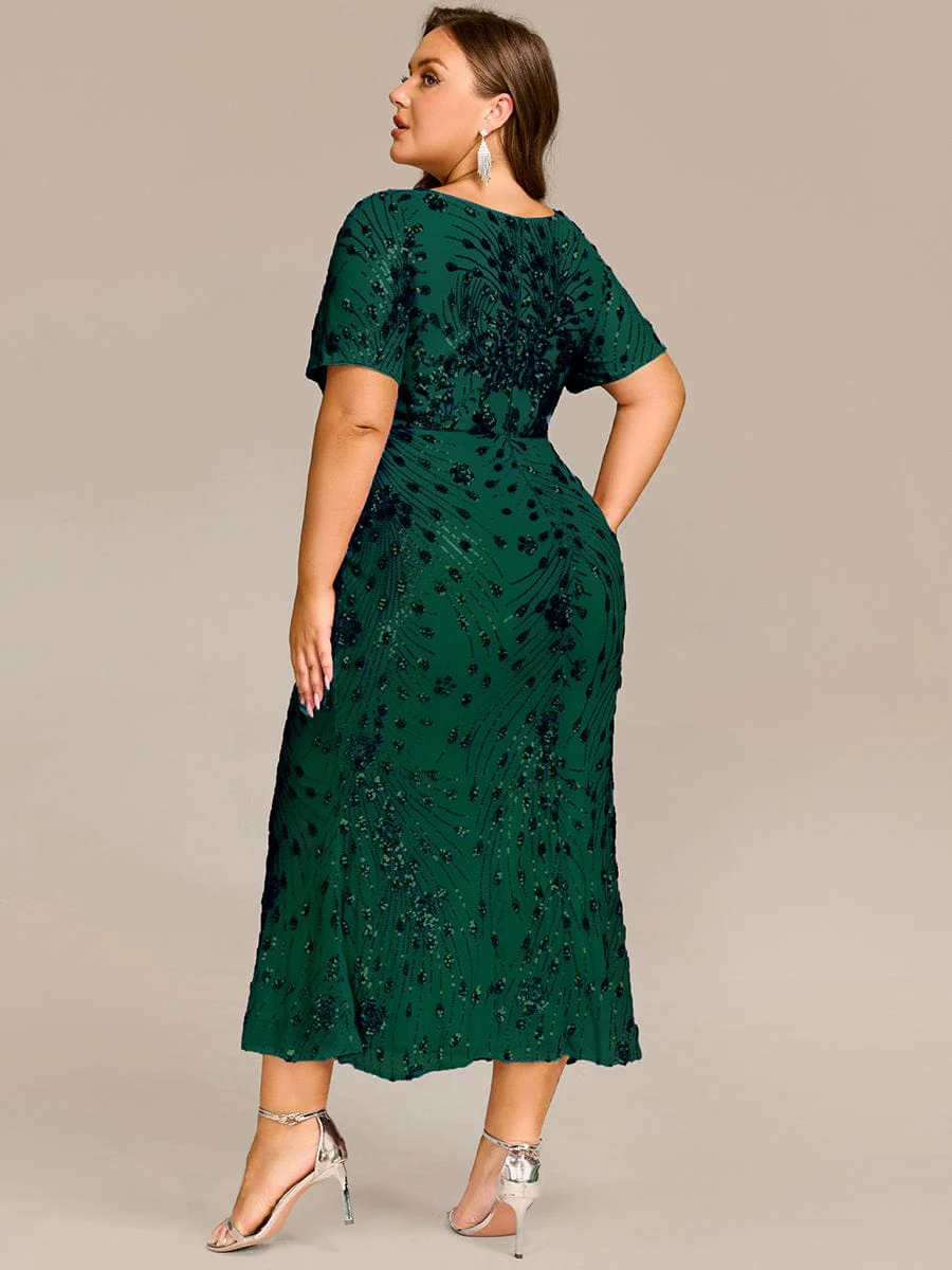 pretty HAYLEN|Plus Size Pleated Sequin Evening Dress - Image 34