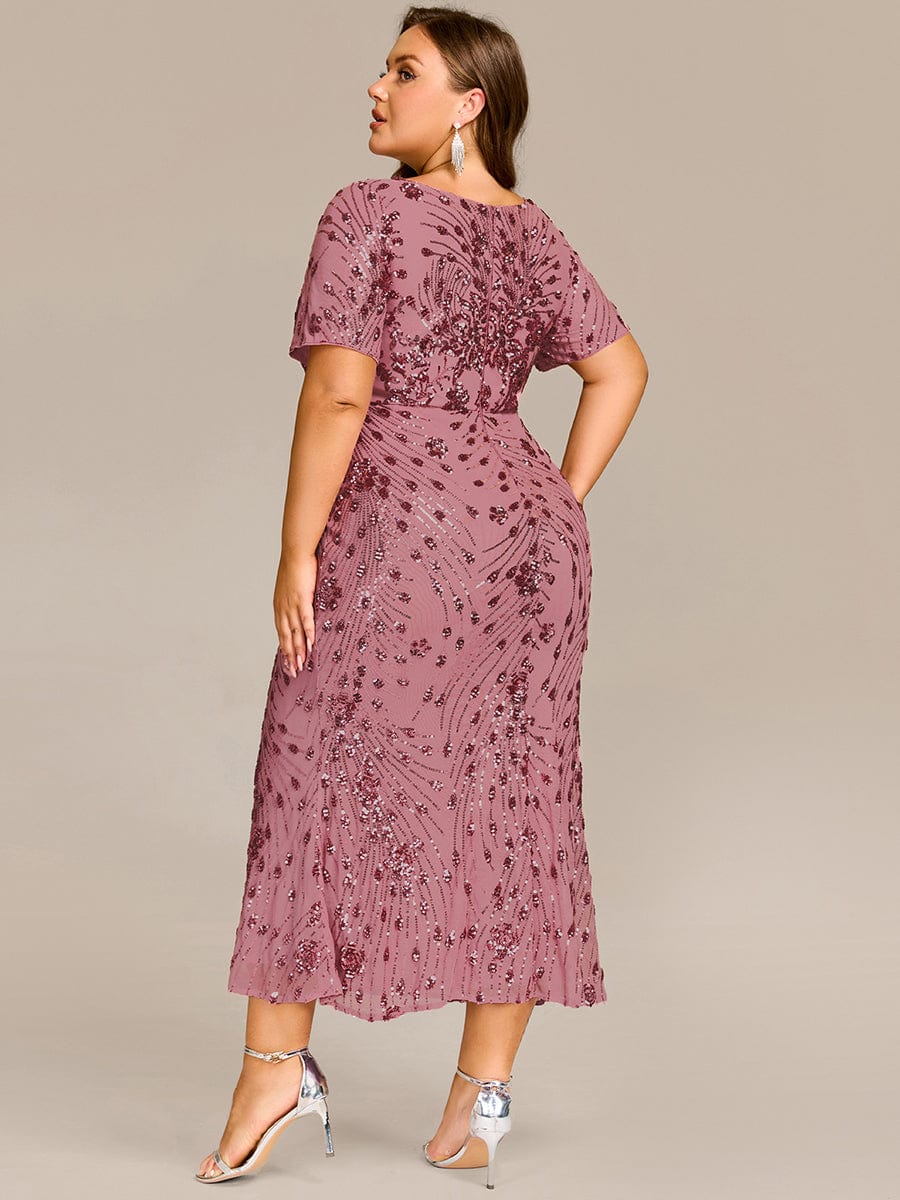 pretty HAYLEN|Plus Size Pleated Sequin Evening Dress - Image 6