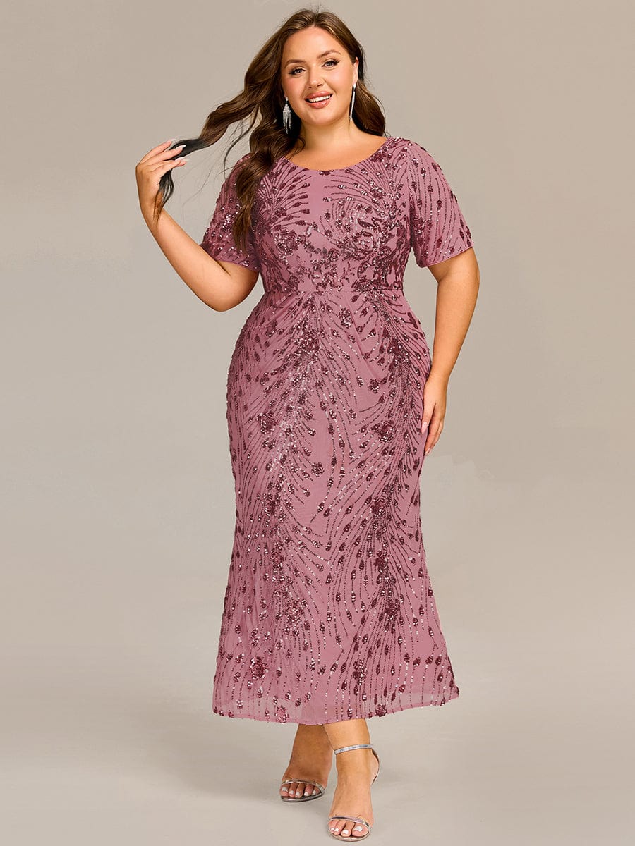 pretty HAYLEN|Plus Size Pleated Sequin Evening Dress - Image 9