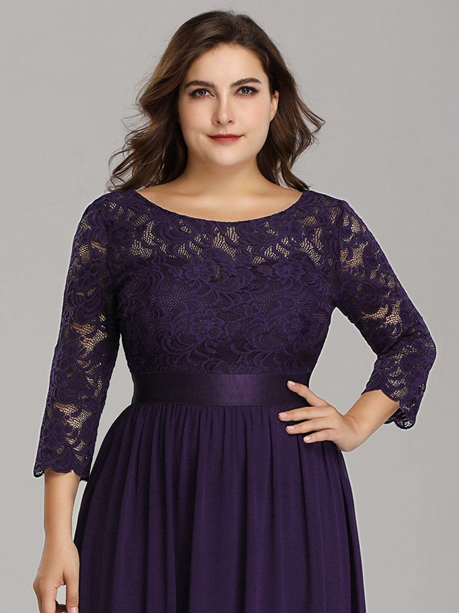 pretty FAUN|Plus Size See-Through Floor Length Lace Bridesmaid Dress With Half Sleeve - Image 60