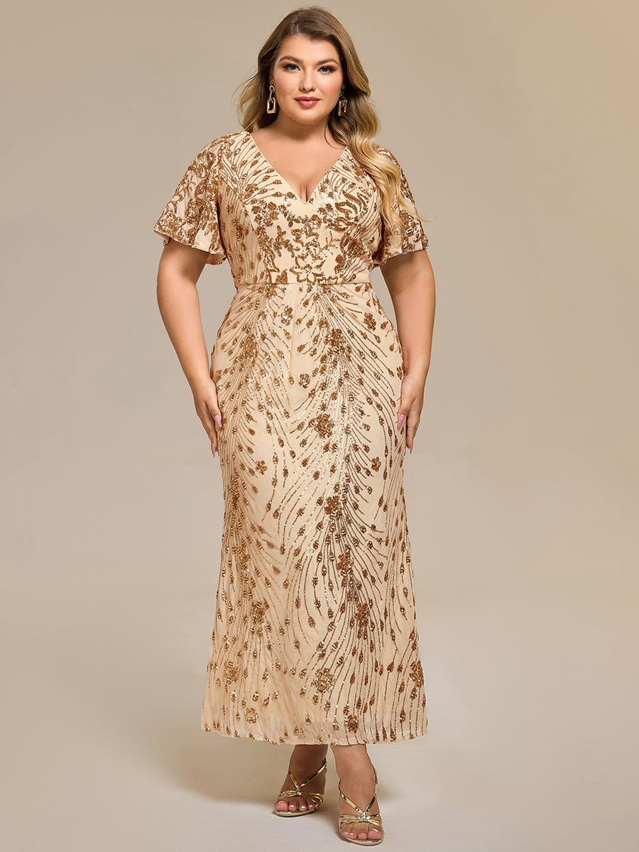 pretty PALMER|Plus Size Sequin Ruffle Sleeve Evening Dress - Image 11