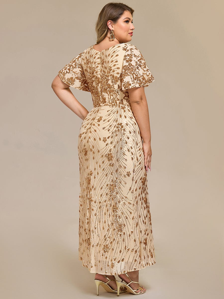 pretty PALMER|Plus Size Sequin Ruffle Sleeve Evening Dress - Image 12